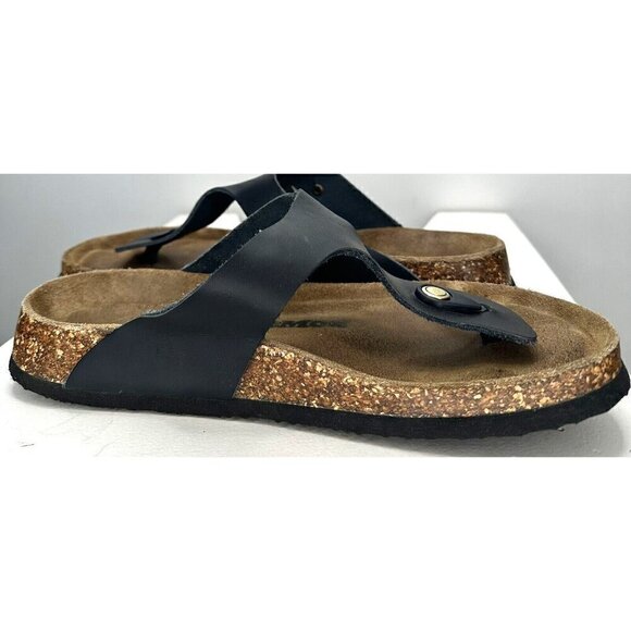 SoftMoc Womens Thong Sandals Leather Flats Brass Buckle Summer Black Size 10 - Picture 4 of 11